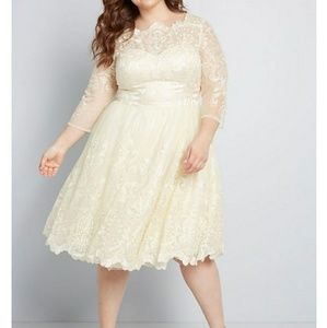 Plus Size Modcloth Gilded Grace Ivory Lace Dress